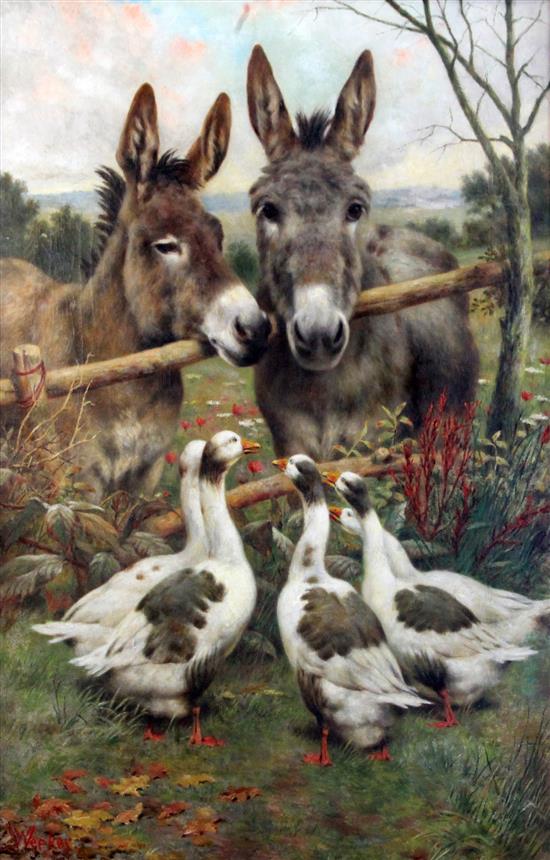 William Weekes (1856-1909) A Conversation amongst Friends, 30 x 20in.